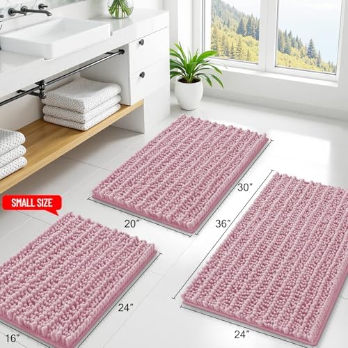 Smiry Bathroom Rugs 30X20, Extra Soft Rubber Backing Chenille Bath Mats - Image 2
