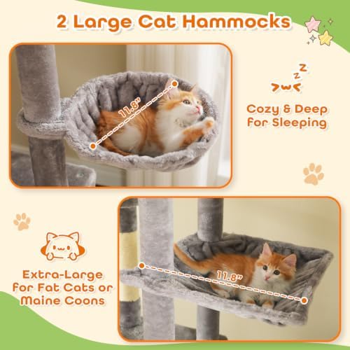 PEQULTI Floor to Ceiling Cat Tree, Height Adjustable 90.5-100.4'' - Image 5