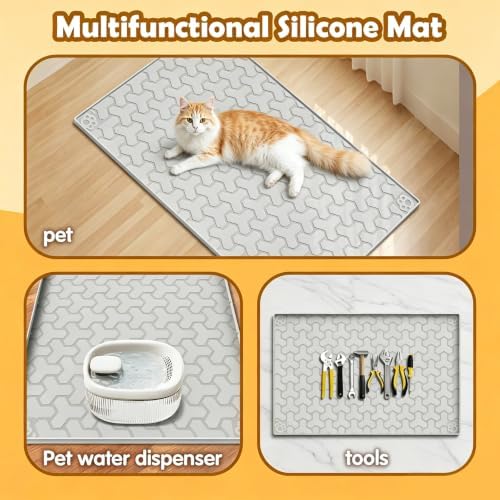 Silicone Cat Litter Mat 34"x22", 0.55‑Inch Raised Lip - Image 5