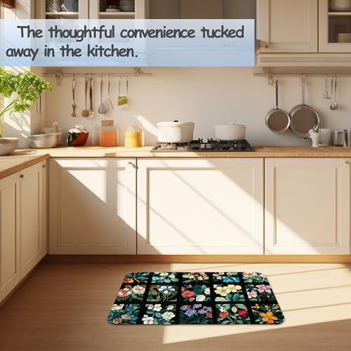 Bathroom Rug 29.5"x17", Groovy Abstract Flowers Bath Mat - Image 6