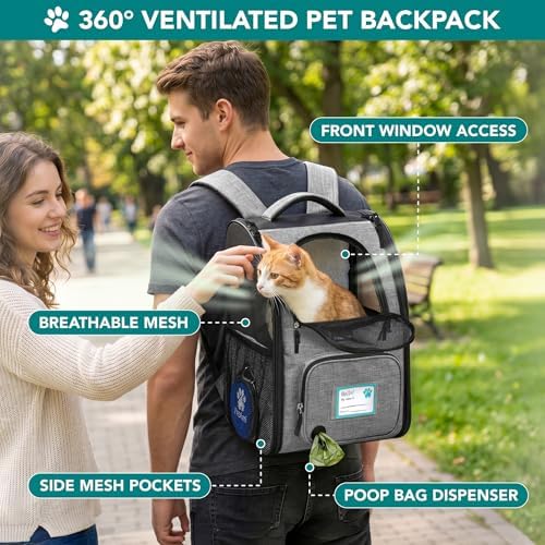 PetAmi Expandable Dog Cat Backpack Carrier, Airline Approved, Light Gray - Image 5