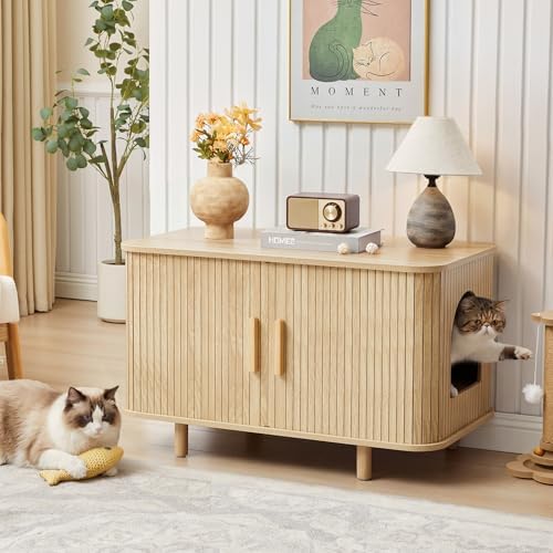 Fluted Cat Litter Box Enclosure Furniture - Image 2