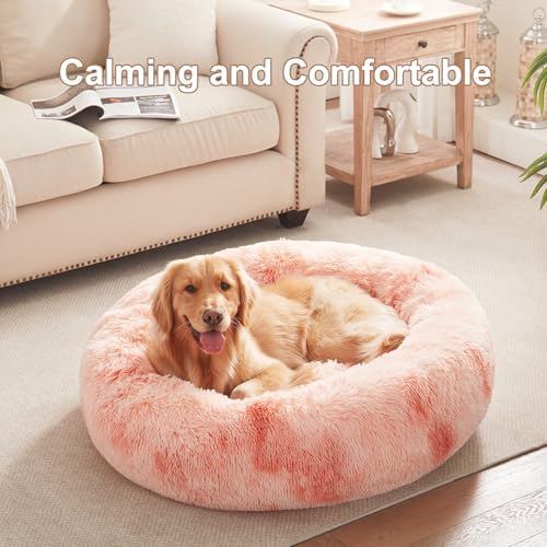 36 in Faux Fur Fluffy Donut Dog Bed - Image 2