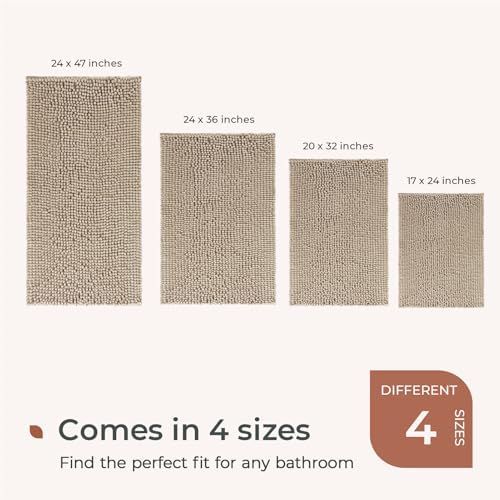 FRESHMINT Large Chenille Bathroom Rugs Mat 36"x24", Non-Slip Bath Mat - Image 6