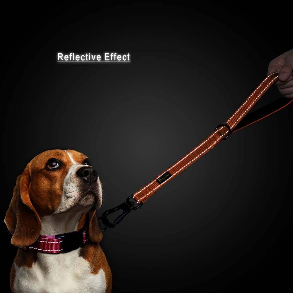 PLUTUS PET Short Training Dog Leash with Padded Handle for Medium Large Big Dogs,18 Inch Heavy Duty Strong Traffic Dog Leash with Carabiner Clip for Climbing Walking or Guiding Blind（18”，Orange