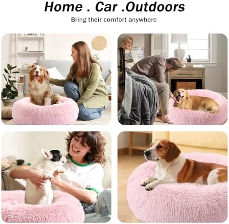 NOYAL Donut Dog Bed for Small Medium Pets, Plush Calming Faux Fur - Image 6