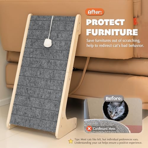 PETKARAY Felt Cat Scratcher, L Shaped Scratching Pad, Scratch Resistant Carpet - Image 6