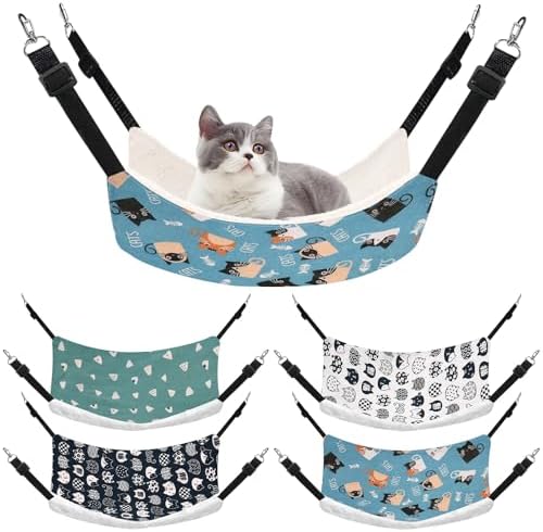 4 Pcs Cat Hammock for Cage Reversible Hanging Pet Bed by Ribbonlic