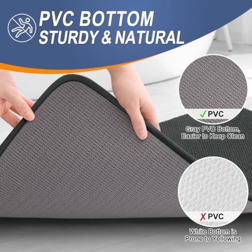 OLANLY Memory Foam Large Bathroom Rugs 59x35, Absorbent Bath Mat, Dark Grey - Image 4