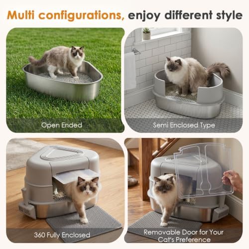Stainless Steel XXL Corner Cat Litter Box - Image 3