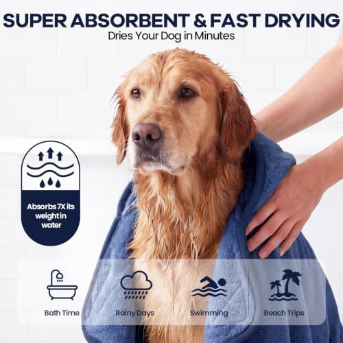 Dog Robes for After Bath Super Absorbent Fast Drying Coat - Image 2