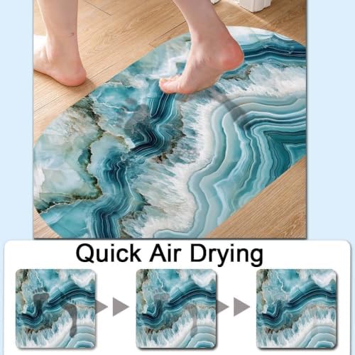 Aquamarine White-Agate- Super Absorbent Quick-Drying Bathroom Mat Rug, Rubber - Image 5