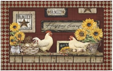 Giwawa Vintage Rooster Bath Rug Farmhouse Chicken Shower Mat Absorbent Bath by Giwawa