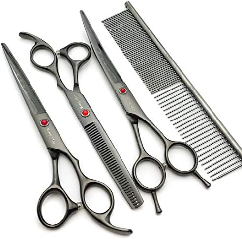 7.0in Professional Pet Grooming Scissors Set, Straight & Thinning & Curved - Image 3