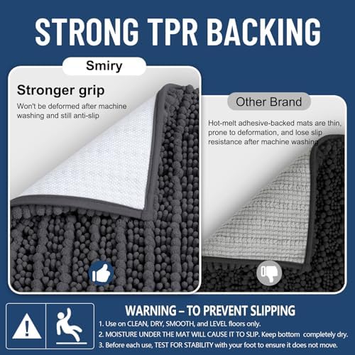 Smiry Bathroom Toilet Rugs U Shaped 24X20, Chenille Bath mats - Image 3