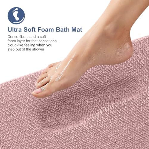OLANLY Memory Foam Bathroom Runner Rugs 47x24, Long Bath Mats, Dusty Rose - Image 2