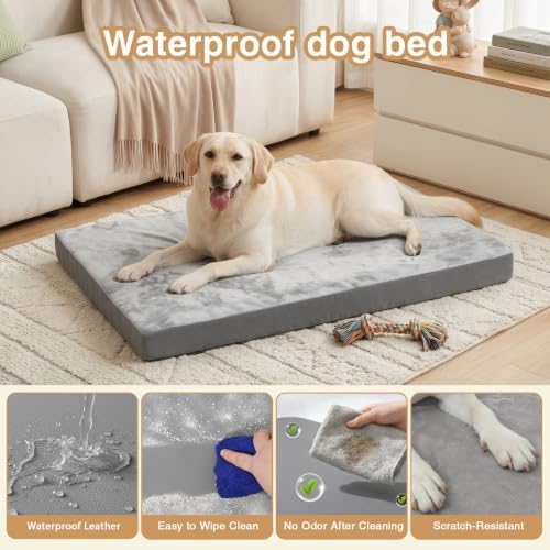XXL Dog Bed Waterproof Outdoor Washable Foam Large Crate Pad 48" Anti-Slip - Image 2