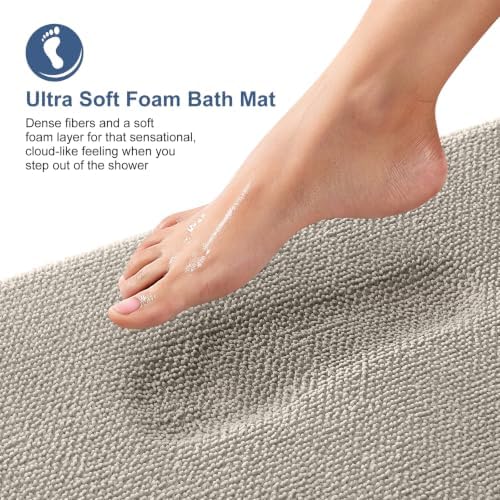 OLANLY Memory Foam Bathroom Runner Rugs 47x17, Long Bath Mats, Warm Taupe - Image 2