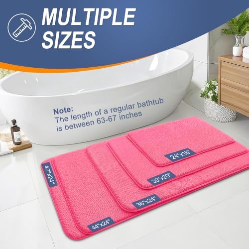 OLANLY Memory Foam Bathroom Runner Rugs 59x20, Absorbent Long Mat, Hot Pink - Image 5