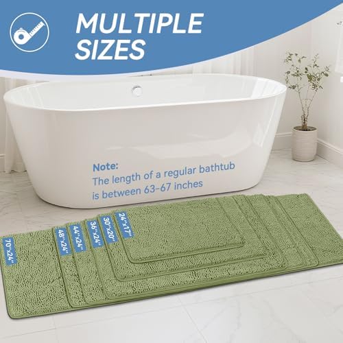 Bcoimo Bath Rug Mat, Sage Chenille High Absorbent Bathroom Mat - Image 2