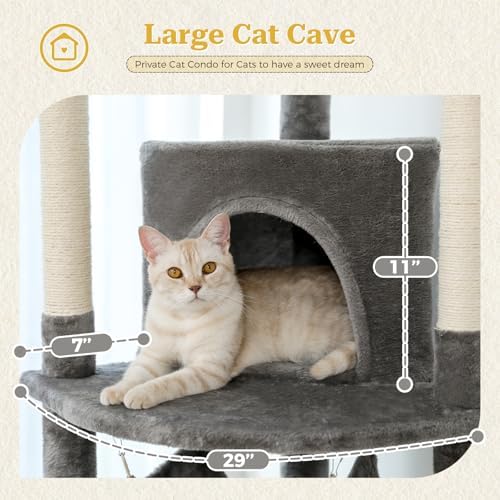 PETEPELA Floor to Ceiling Cat Tree, 92.9-101.6" Tall Cat Tower - Image 5