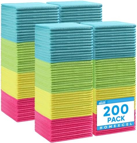 HOMEXCEL 200PK Microfiber Cleaning Cloth, Cleaning Rag by HOMEXCEL