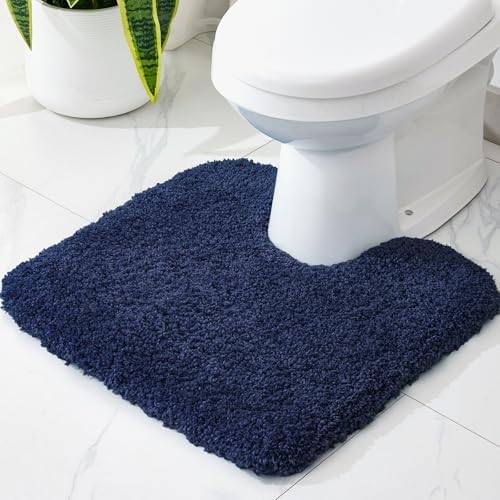 Disolla Toilet Rug 22x24 Navy Blue, Soft Toilet Mat U-Shaped Washable by Disolla