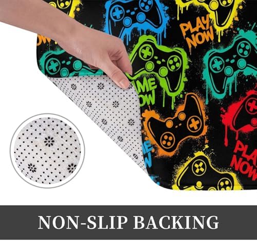 Colorful Game Joysticks Bath Mat 24x16 Inch Non-Slip Soft Microfiber Bathroom - Image 4