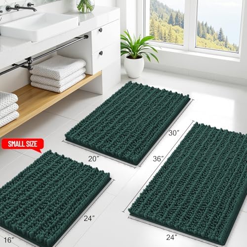 Smiry Bathroom Rugs 47X17, Extra Soft Rubber Backing Chenille Bath Mats - Image 2
