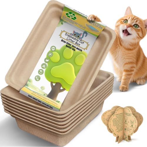 Disposable Litter Box for Cats Large: 2/4/6/8-Pack 17.5X 13.5in Leak-Proof by SEMEDOYO