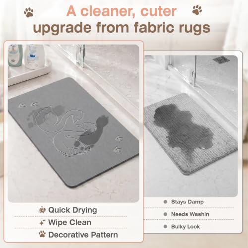 AWW Stone Bath Mat, Diatomaceous Earth, Swan Pattern - Image 6