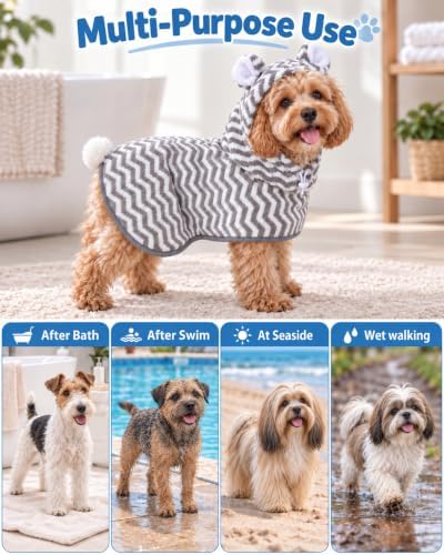 SHERCHPRY Dog Bathrobe Absorbent Microfiber Pet Drying Robe - Image 5