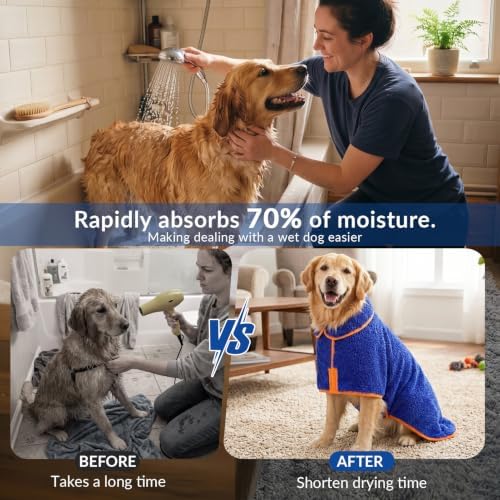 Bienbee Dog Bathrobe, Quick Drying Super Absorbent Dog Robes - Image 3