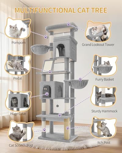 Hzuaneri Tall Cat Tree 75 Inch, Indoor Large Multi-Level Cat Tower - Image 6