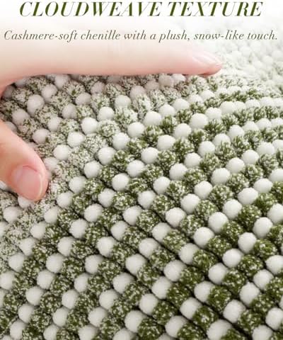 BSICPRO Large Chenille Bathroom Rugs, 24x43 Striped Bath Mats - Image 2