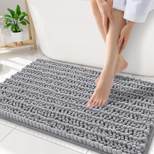 Smiry Bathroom Rugs 34X21, Extra Soft Rubber Backing Chenille Bath Mats by Smiry