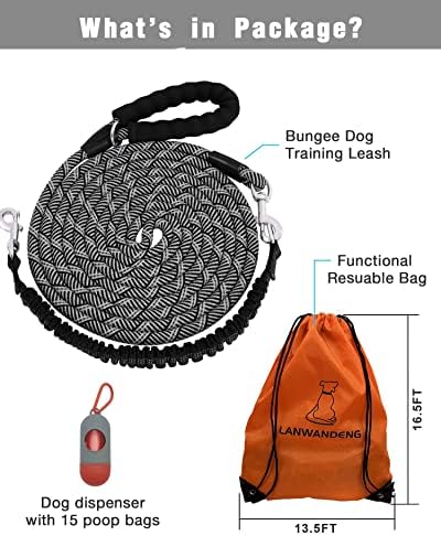 Long Dog Leash with Reflective Threads 15FT 20FT 30FT 50FT, Heavy Duty Bungee - Image 2