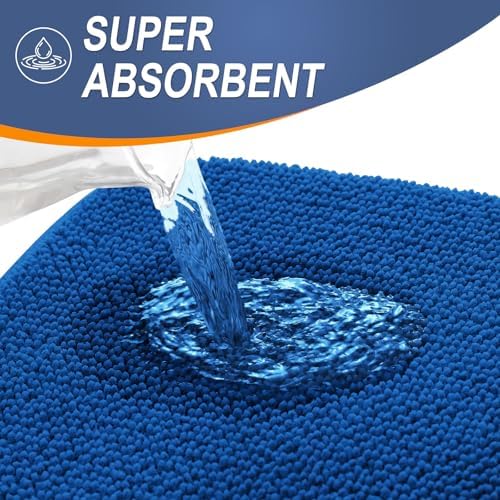 OLANLY Memory Foam Bathroom Rugs 36x24, Absorbent Bath Mat, Deep Navy Blue - Image 3