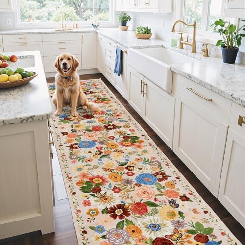 Blush Floral Hallway Runner Rug - Image 5