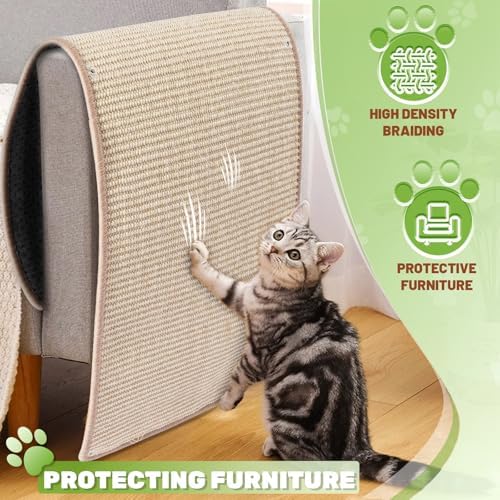 Uranshin Natural Sisal Cat Wall Climbing Carpet, Wall Scratcher Mat Pad - Image 5
