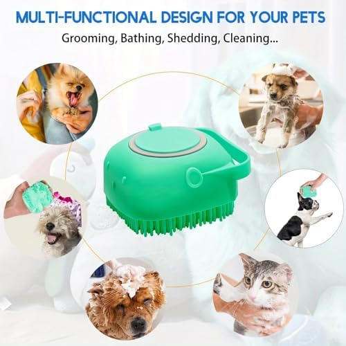Dog Bath Brush with Shampoo Dispenser – Soft Silicone Pink Pet Scrubber - Image 6