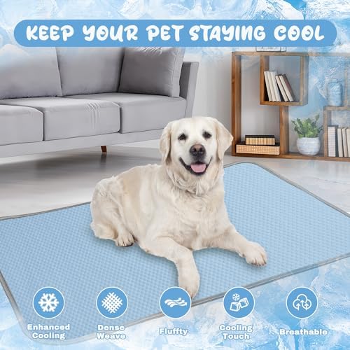 Buvlnee Summer Dog Cooling Mat, Washable Ice Silk Self Cool Pad - Image 2