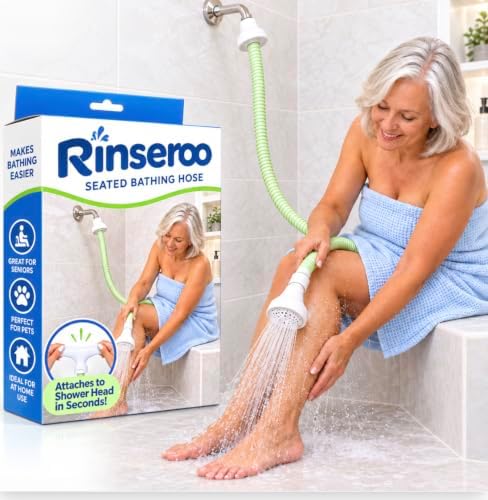 Rinseroo: Seated Bathing Hose. Slip-On Handheld Shower Attachment w/Spray Head. by Rinseroo