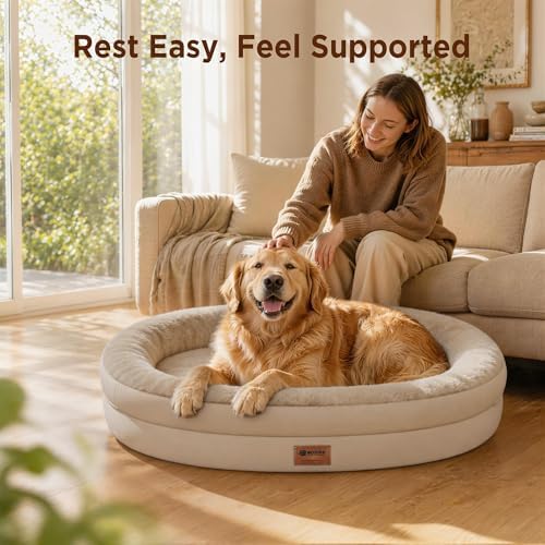 Waterproof Orthopedic Dog Bed for Large Dogs, Light Brown - Image 2