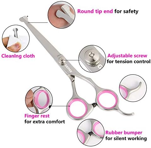 Dog Grooming Scissors Set, 4CR Stainless Steel Safety Round Tip - Image 6