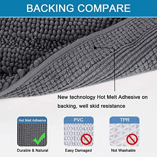 H.VERSAILTEX Bath Mats for Bathroom Non Slip Extra Thick Chenille Striped Bath - Image 4