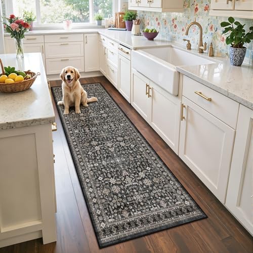 Grey Hallway Runner Rug 2x6 for Bedroom Kitchen by WelcometoBabovid