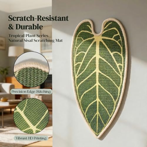 Premium Natural Sisal Botanical Leaf Cat Scratcher Mat, Extra Large Leaf-Shaped - Image 5