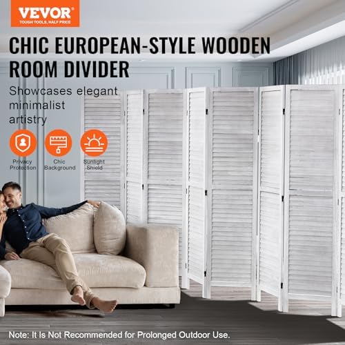 VEVOR Wood Room Divider, 8 Panel Wood Folding Privacy Screen, 66.9 Inches Tall - Image 2