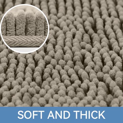 Bcoimo Bath Rug Mat, 36x24 Chenille High Absorbent Latte Bathrom Floor Mats - Image 4